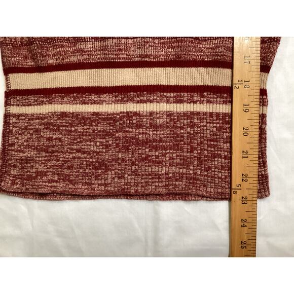 Free People We the Free Sock Monkey thermal knit crochet Henley top red sz L - Picture 6 of 7